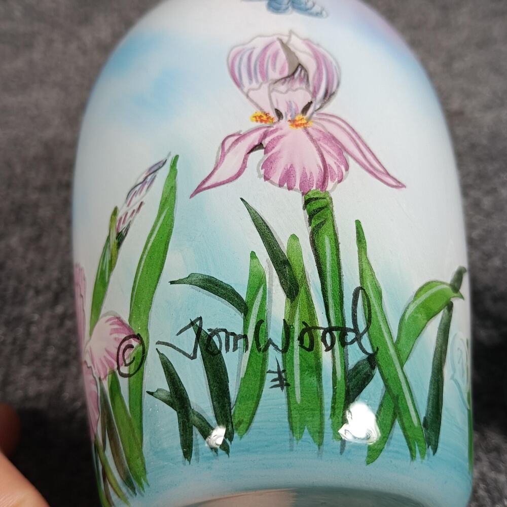 Ne Qwa Art Fragrance Oil Lamp Tom Wood Iris Hummingbird Signed w Box COA - Picture 2 of 14